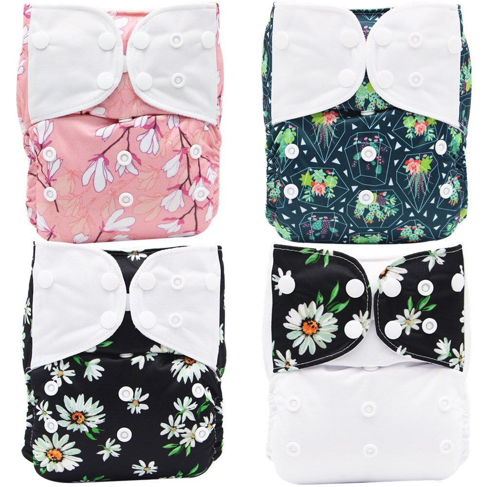 4pcs/pack Baby washable cloth diaper Reusable Nappy Cover Pocket dipers for baby products fralda ecologica couche lavable bebe: H