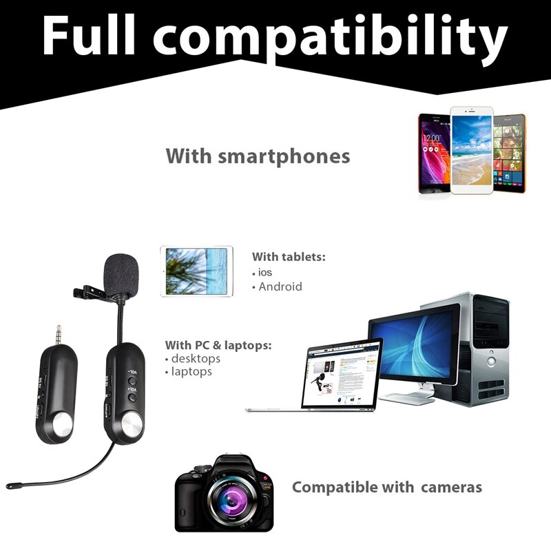 Wireless Microphone Clip-on Collar Tie Microphone Mobile Cell Phone Microphone Mic for Camera Recording