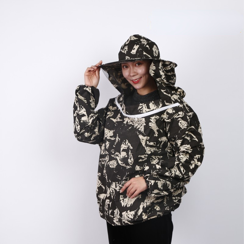 Costume d'apiculture pliable, ensemble veste et voile, combinaison de protection pour apiculture à Double fermeture éclair, vêtements anti-abeilles avec chapeau: kaki foncé
