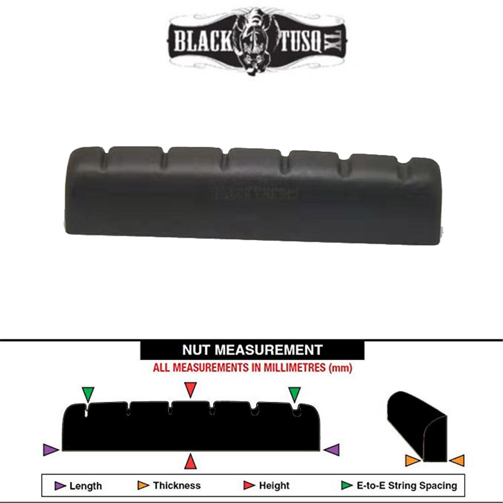 Graph Tech, PT-6060-00 TUSQ XL, 1/4 ", tuerca ranurada de 6 cuerdas para guitarra de estilo epixon, negro