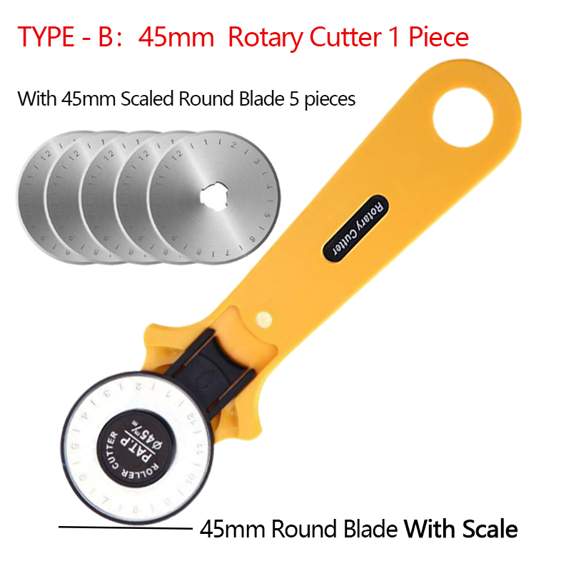 28/45mm Fabric Leather Cutter Leather Craft Sewing Accessories DIY Sewing Tools Circular Cut Rotary Cutter Blade Patchwork: 45MM-B1-And Blades