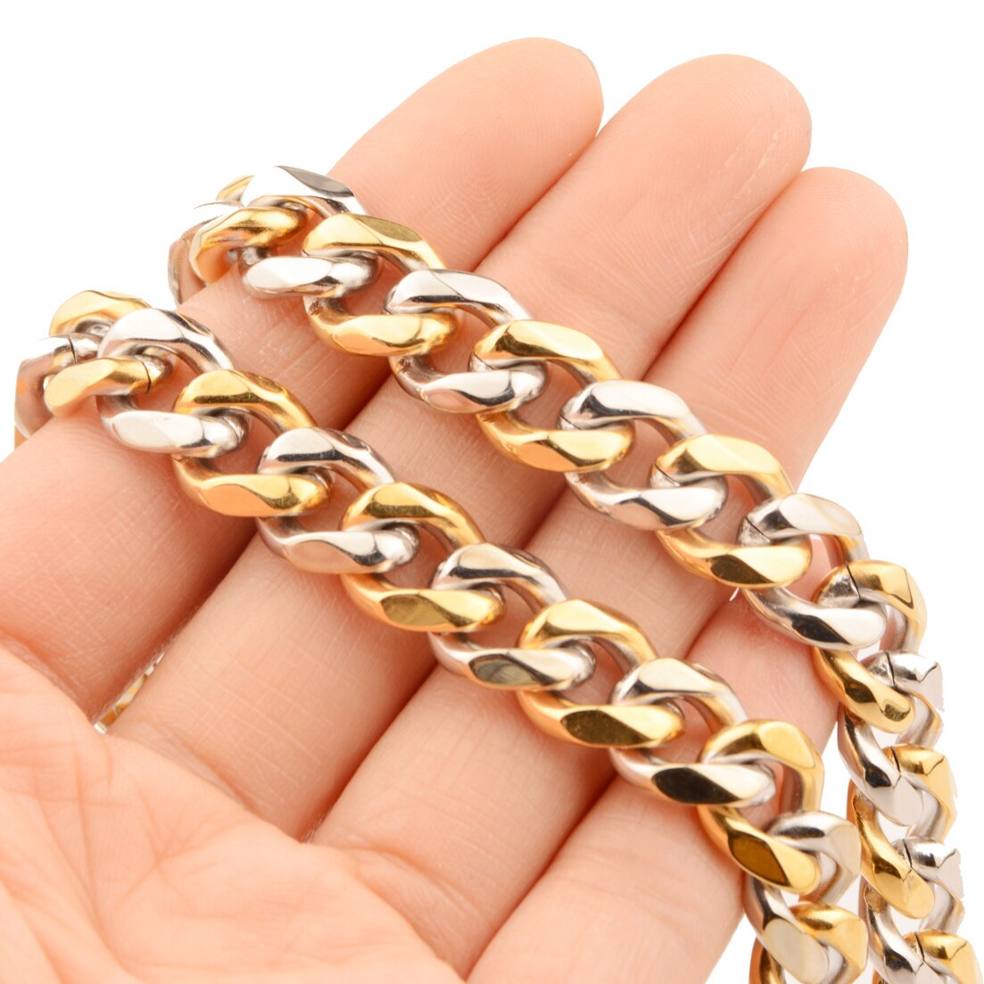 Tiasri Curb Cuban Link Kette Kragen Choker Männer Halskette Armband Edelstahl Schmuck Freund 10mm