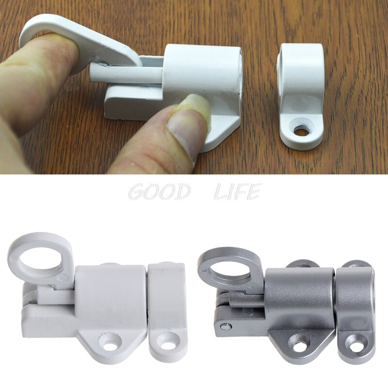 Window Gate Security Pull Ring Spring Bounce Door Bolt Aluminum Latch Lock White