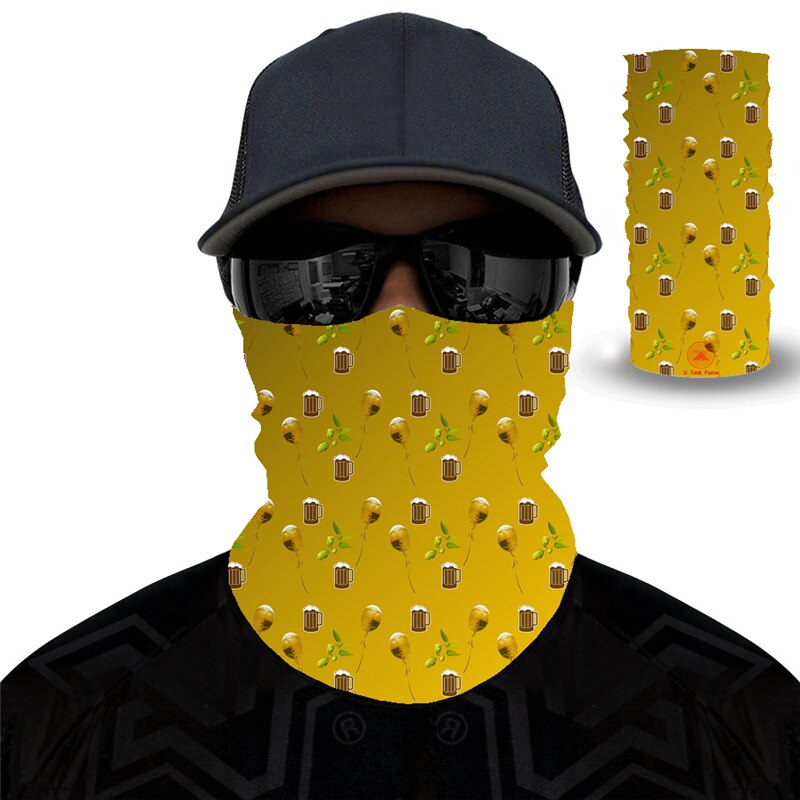 Print øl dag cool 3d sømløs ansigtsmaske motorcykel hovedbeklædning magisk tørklæde udendørs cykling fiskeri ski vandre bandanas: Mj235
