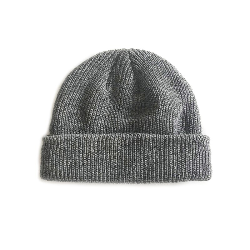 Men Knitted Hat Beanie Skullcap Sailor Cap Cuff Brimless Retro Navy Style Beanie Hat: Dark grey