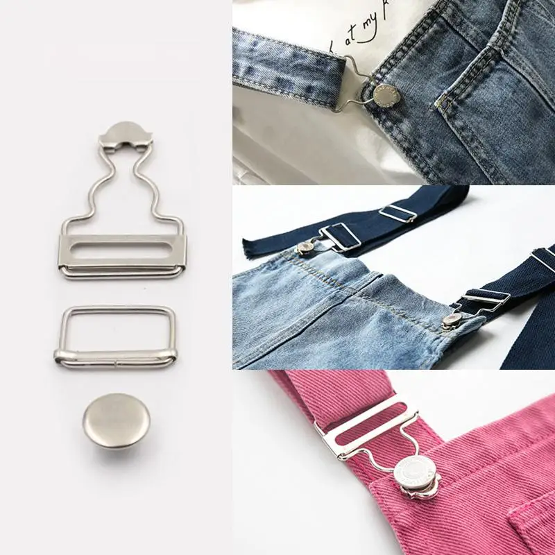 2 sztuk/zestaw szelki klamry zapięcia nity Brace klipy metalowy przycisk kombinezony spodnie jeansowe dla majsterkowiczów Handmake szycia...