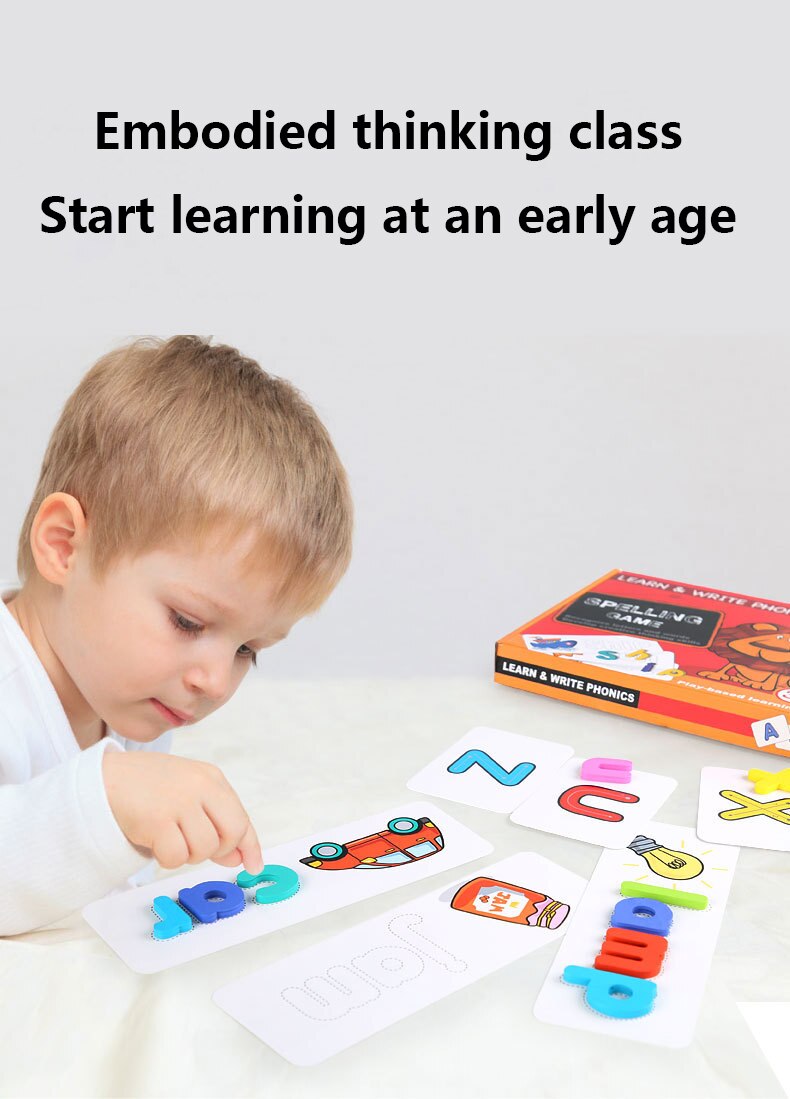 Baby Kids Jongen Meisje Kleur Houten Blokken Brief Woord Spelling Praktijk Spel Speelgoed Leren Engels Letters Spelling Kaart Woord Speelgoed