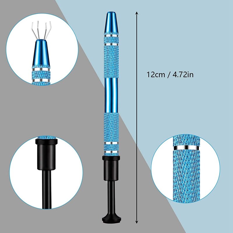 4 Pcs 4-Claw Pick Up Tool for Small Parts Pickup Metal Grabber IC Chips Metal Grabber Claw Pickup Tweezers
