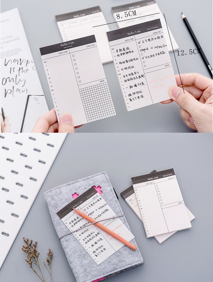 "Hello I am " Pack of 4 Planner Agenda Working Memo Notebook Study Journal Tear Off Papers Staionery