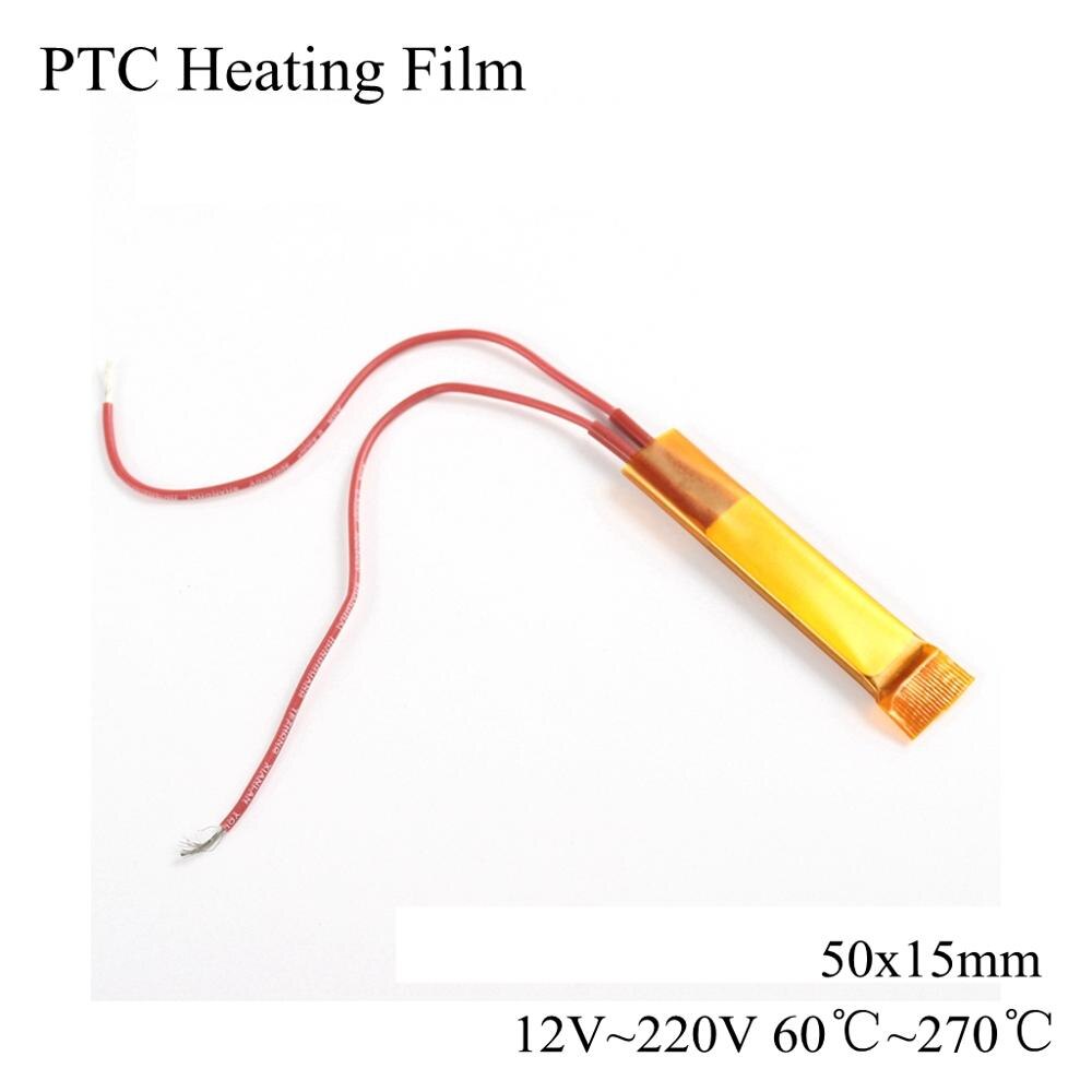 50x15mm 12V 220V PTC Heating Element Constant Thermostat Insulated Thermistor Ceramic Air Heater Plate Fan Heat Film 12 100 220