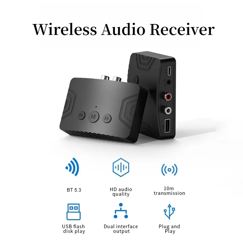 Bluetooth 5.3 Audio Ontvanger Draadloze Audio Adapter Type C Met Aux 3.5Mm Rca Optische Jack Ondersteuning U-Disk Voor Tv Pc Speakers Auto