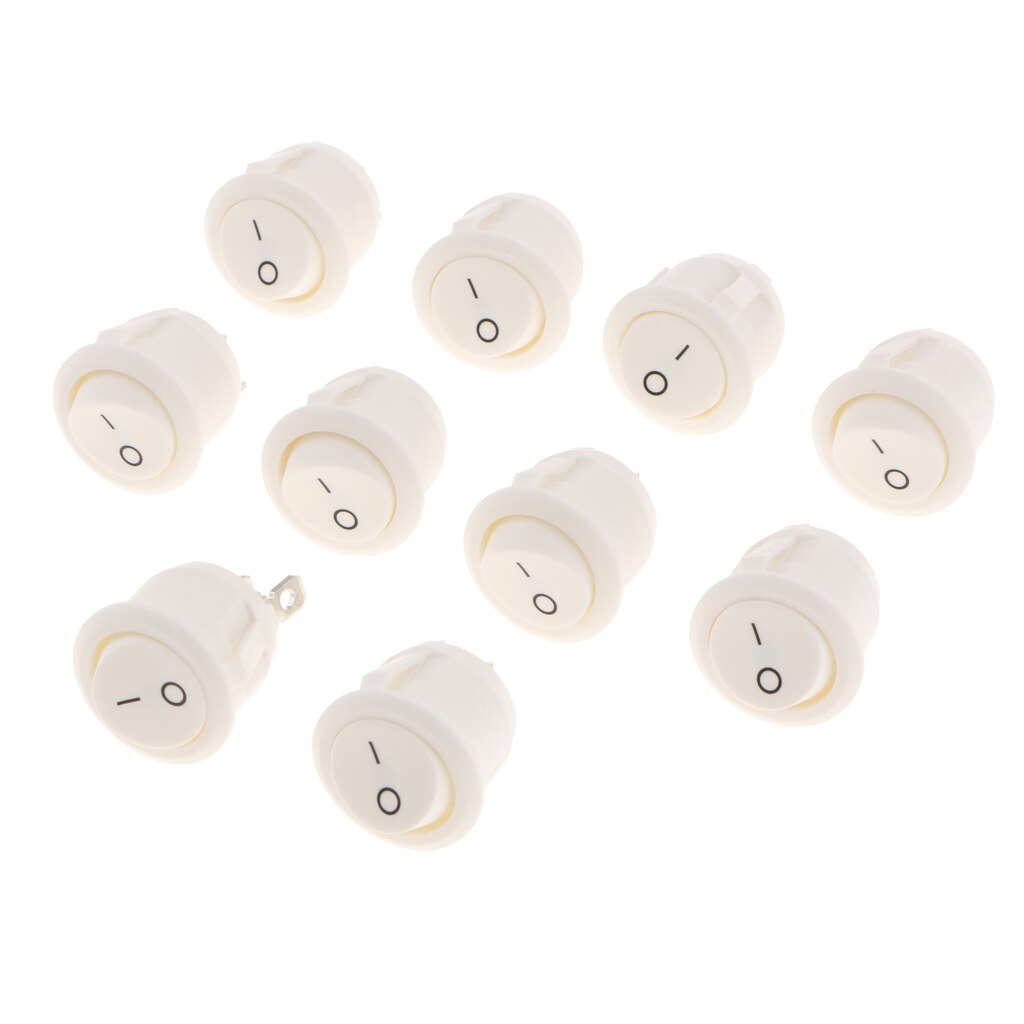 10x On/Off Round Circular Rocker Switch Car Dash Dashboard Boat White Switch