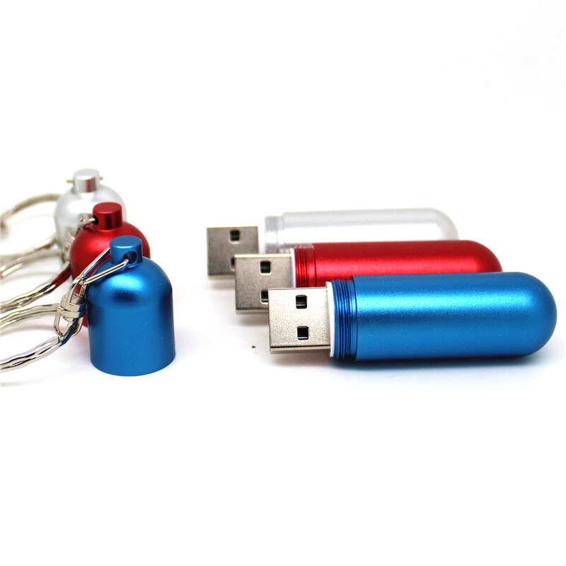 Nowy 32GB pen drive metalowe kształt pigułki U dysku 8GB 16GB pamięć USB 128MB 4GB Pendrive karta pamięci 64GB z breloczek