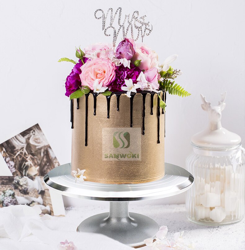 Aluminium Alloy 14 Inch Cake Plate Turntable Cake Decor Turntable Cake Rotary Table Round Cake Stand Cake Decorating table