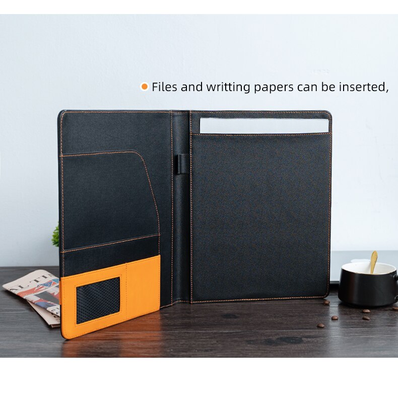 A4 Multi-function Leather Document Organizer File Folder,Portfolio padfolio PU Leather for Documents