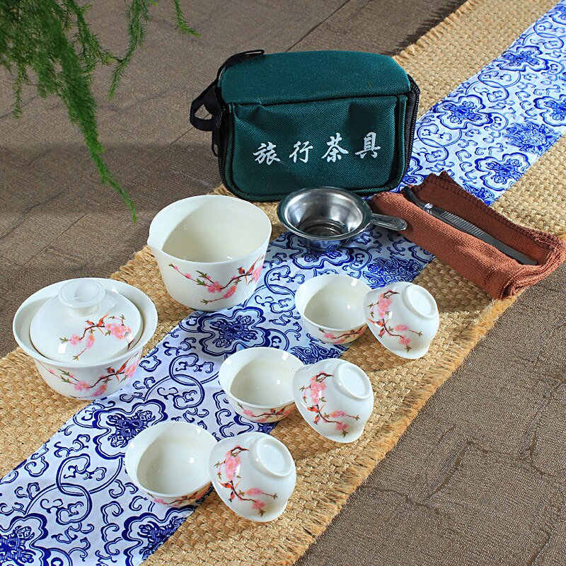 4 style Travel Tea Set Chinese Portable Ceramic Bone China teaset Gaiwan Teacup Porcelain Tea Cup The Kung Fu Outdoor Teapot Set