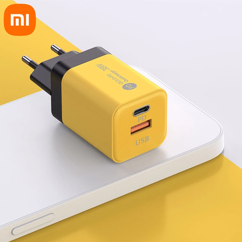 Xiaomi ultrasnabbladdare typ-c snabbladdningsadapter usb 3.0 2 portar snabb telefonladdare eu/us-kontakt för iphone huawei: Grön / Bunt 2