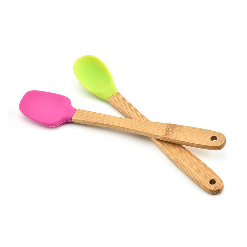 Farverige silikone spatel træ håndtag køkkenudstyr nonstick høj temperatur silikone spatel køkkenredskaber gadget