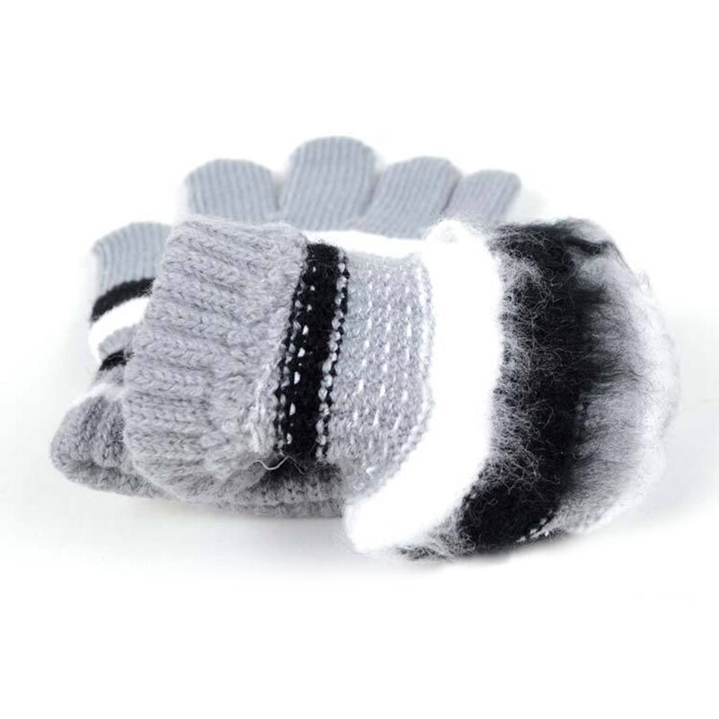 Guantes de invierno a rayas para niños, guantes para bebés, guantes para niñas, guantes cálidos de algodón para invierno, guantes para dedos completos de punto