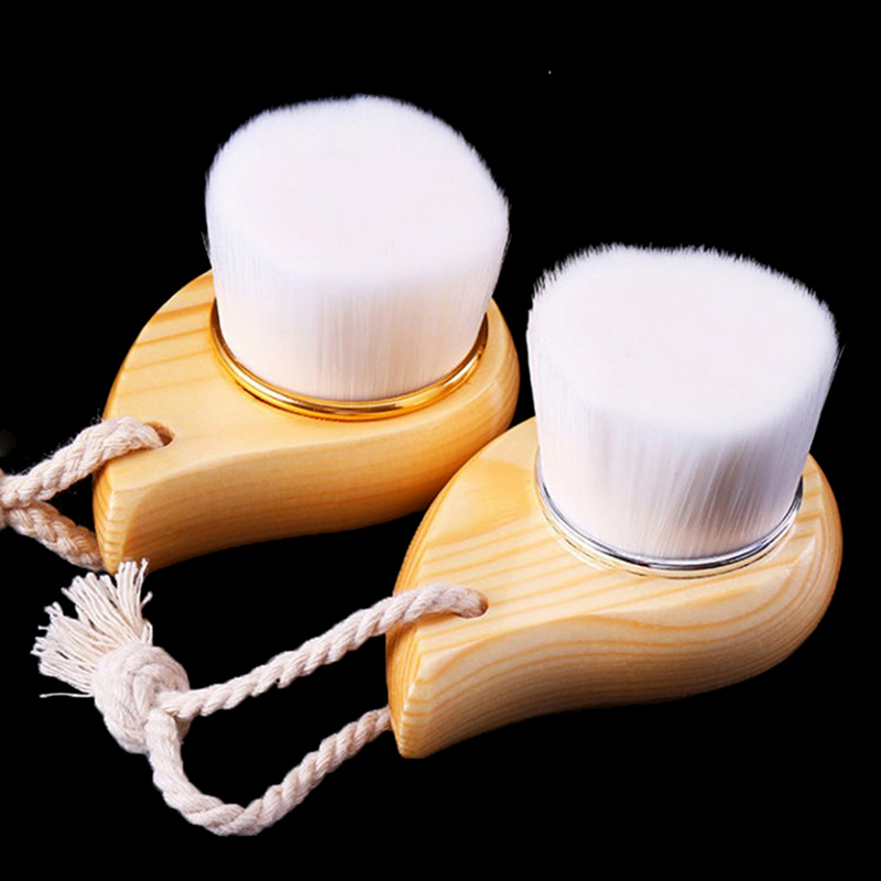 Limpiador profundo de espinillas, cepillo de masaje Facial de belleza, cuidado Facial, mango de madera, cepillo de limpieza Facial, exfoliante de pelo de fibra suave