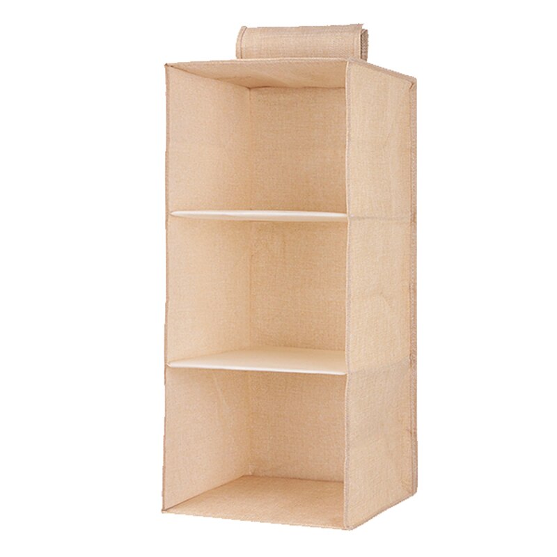 Katoen Kast Garderobe Kast Organizer Opknoping Pocket Lade Kleding Opslag Kleding Home Organisatie Accessoires Benodigdheden: 3 Layer Beige