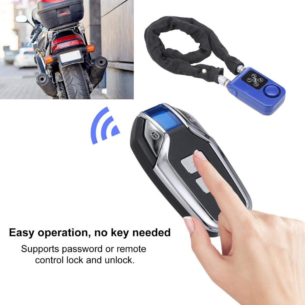 Keyless Password Lock Wireless Remote Control Lock 80CM Steel Chain Anti Theft Alarm Lock Digital Smart Lock for Bicycle
