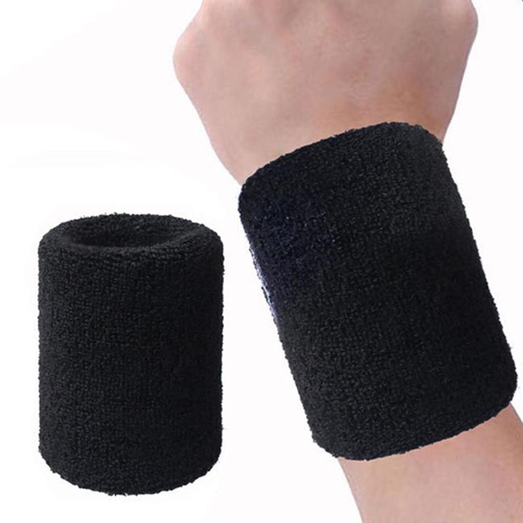 2pcs Unisex Wristband Cotton Sports Sweatband Basketball Volleyball Football Sweat Band Pure Black Wrist Band Напульсник #10