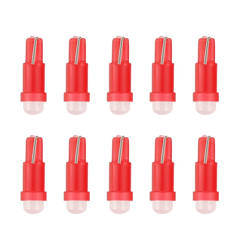 10PCS T5 COB 12V Led Car Interior Lights Dashboard Warming Indicator Wedge Auto Instrument Lamp Dash Indicator Light Panel Bulbs: red