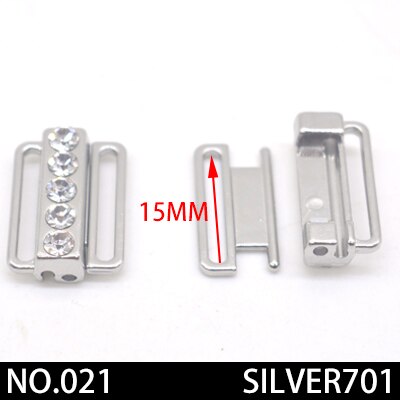 2 teile/los silber Gold Rechteck Band Verschluss Haken &Ampere; Schließe Strass bh schnalle Taille Verlängerung NäHenne Auf Kleidung Bh Clip haken: Nein021 Silber-701 15mm