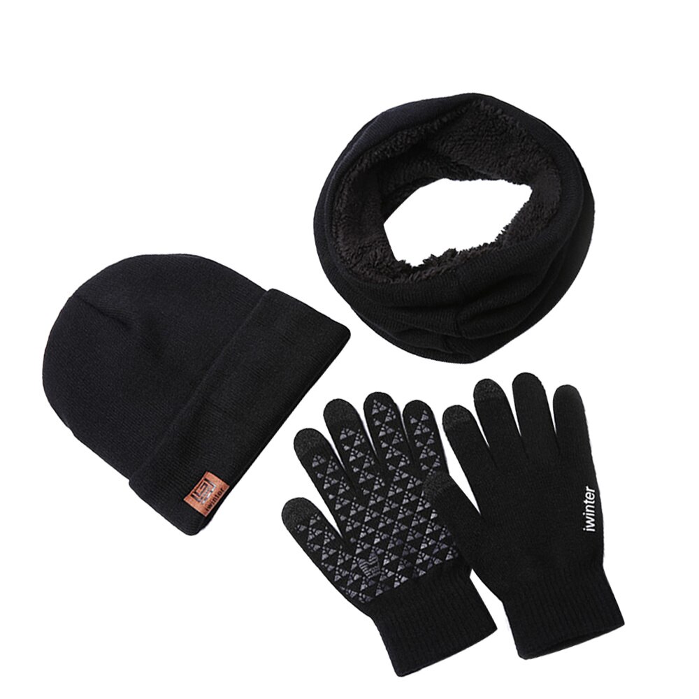 3 Stuks Handschoenen Set Comfortabele Warme Duurzaam Praktische Winter Handschoen Witter Wanten Zachte Sjaal Voor Volwassenen