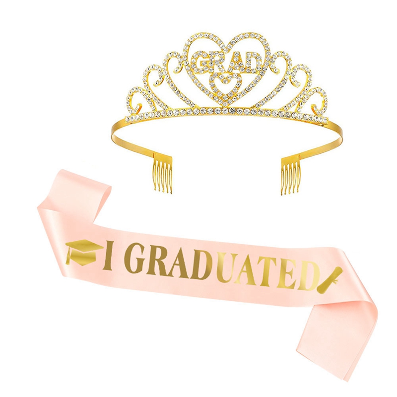 2024 Gegradueerde Satijnen Sjerp Glitter Kroon Voor Afstudeerfeest Decoratie Ballonnen Fotocabine Rekwisieten Bachelor Graduate Benodigdheden: Mintgroen