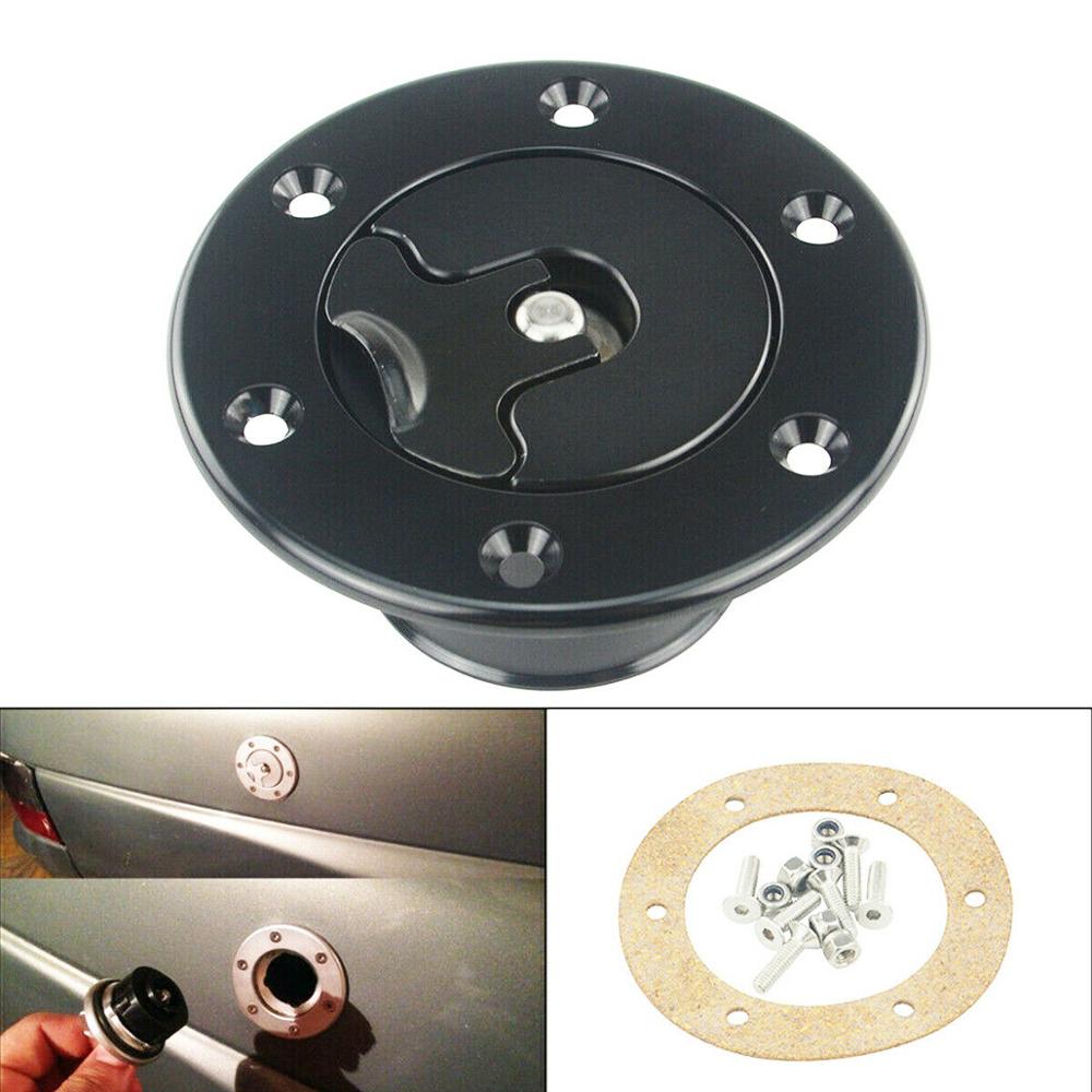 Billet Fuel Cell / Fuel Surge Tank Cap Flush Mount 6 Bolt Open ID 35.5mm Black