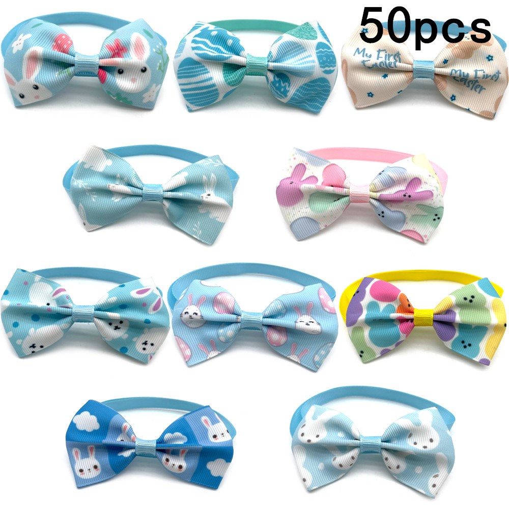 30/50pc Easter Pet Dog Bow Ties Rabbit Style Small Dog Bow Tie Accessories Puppy Dog Collars Adjustable Dog Necktie Pet Supplies: 50 pcs