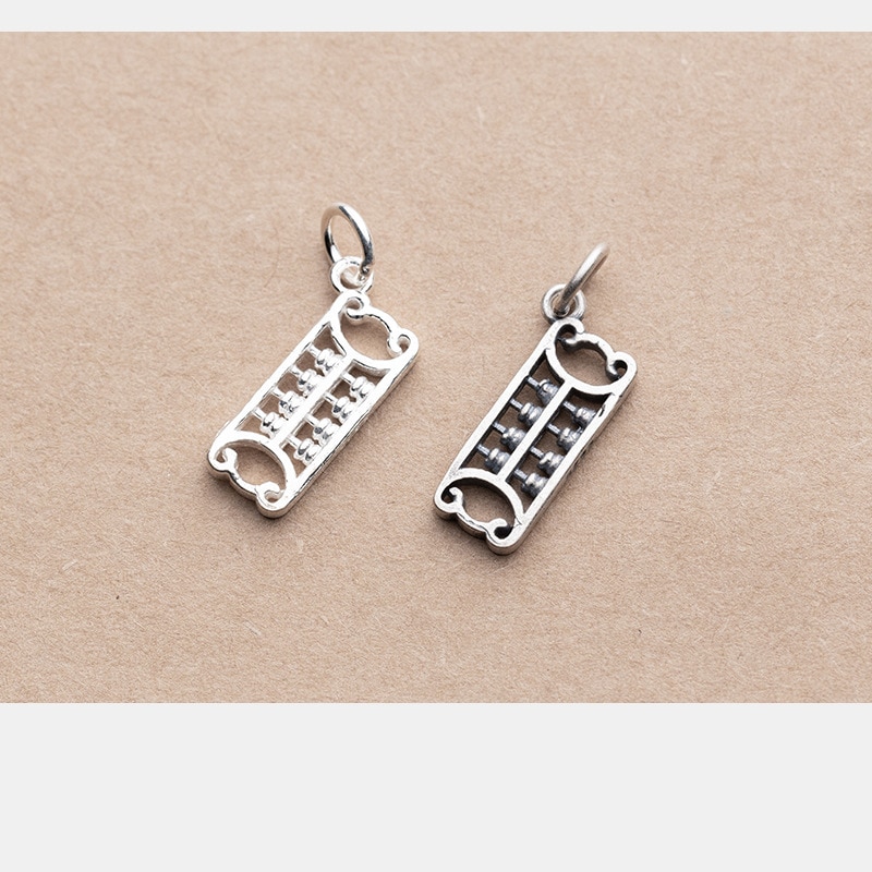 UQBing 100% 925 Sterling Silver Matte Retro Thai Silver Abacus Pendant Charms DIY Jewelry Making Necklaces