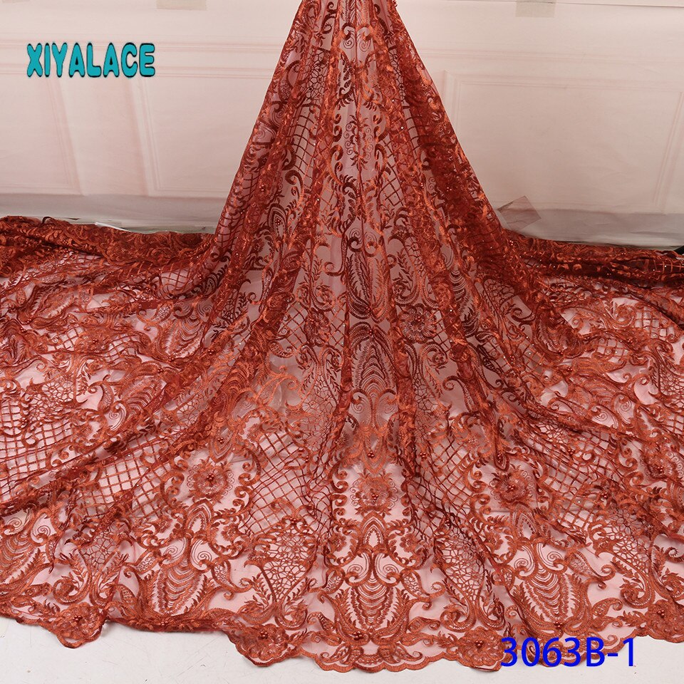 Embroidered Nigerian Lace Fabric Cotton African Lace Fabric French Lace Fabric Wedding Party Dress YA3063B-1