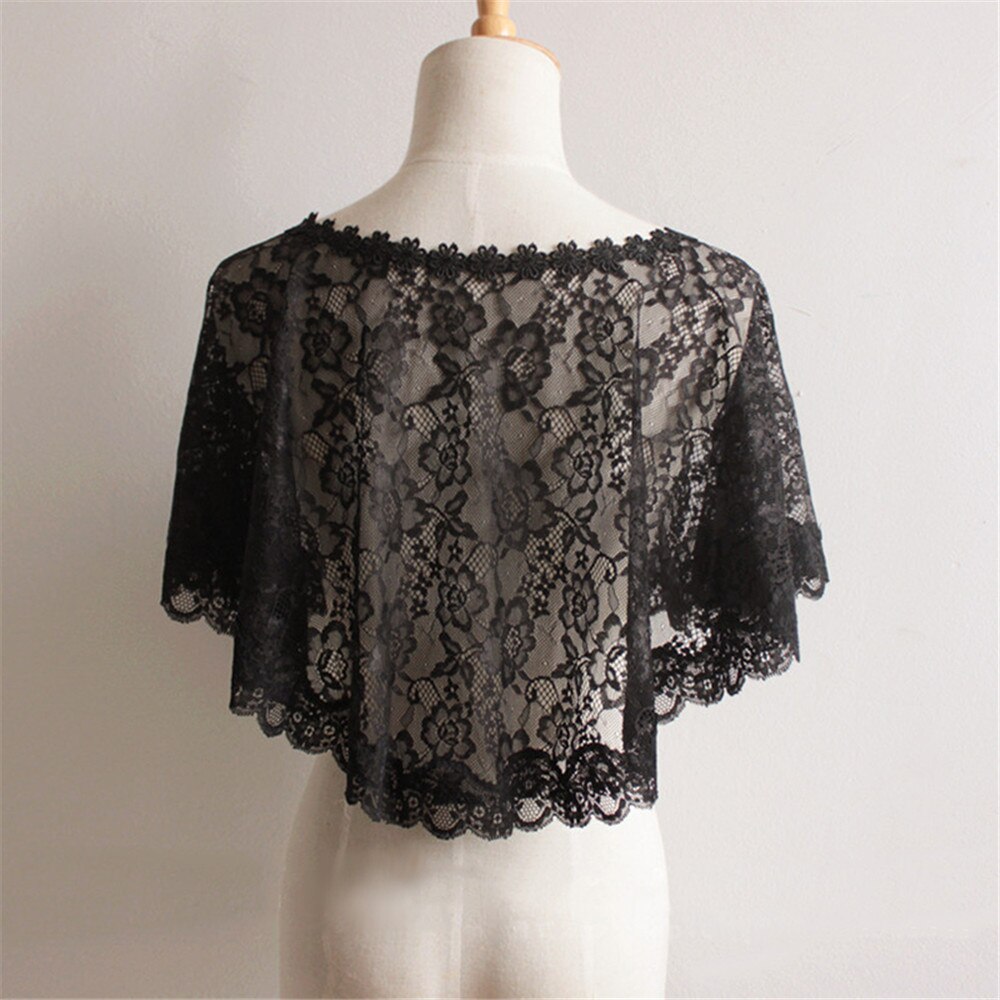 Veste châle en dentelle blanche pour femmes, boléro, étole noire, accessoires de Mariage,