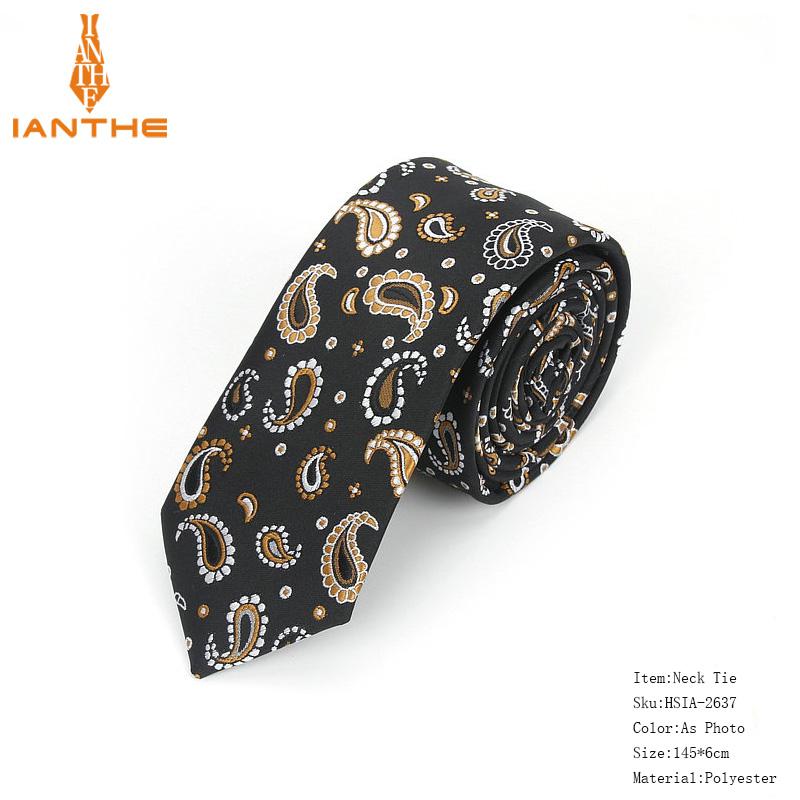 Herre slips smalle slips 6cm klassiske paisley slips til mænd formel business bryllup jakkesæt halstøj jacquard vævede slips: Ia2637