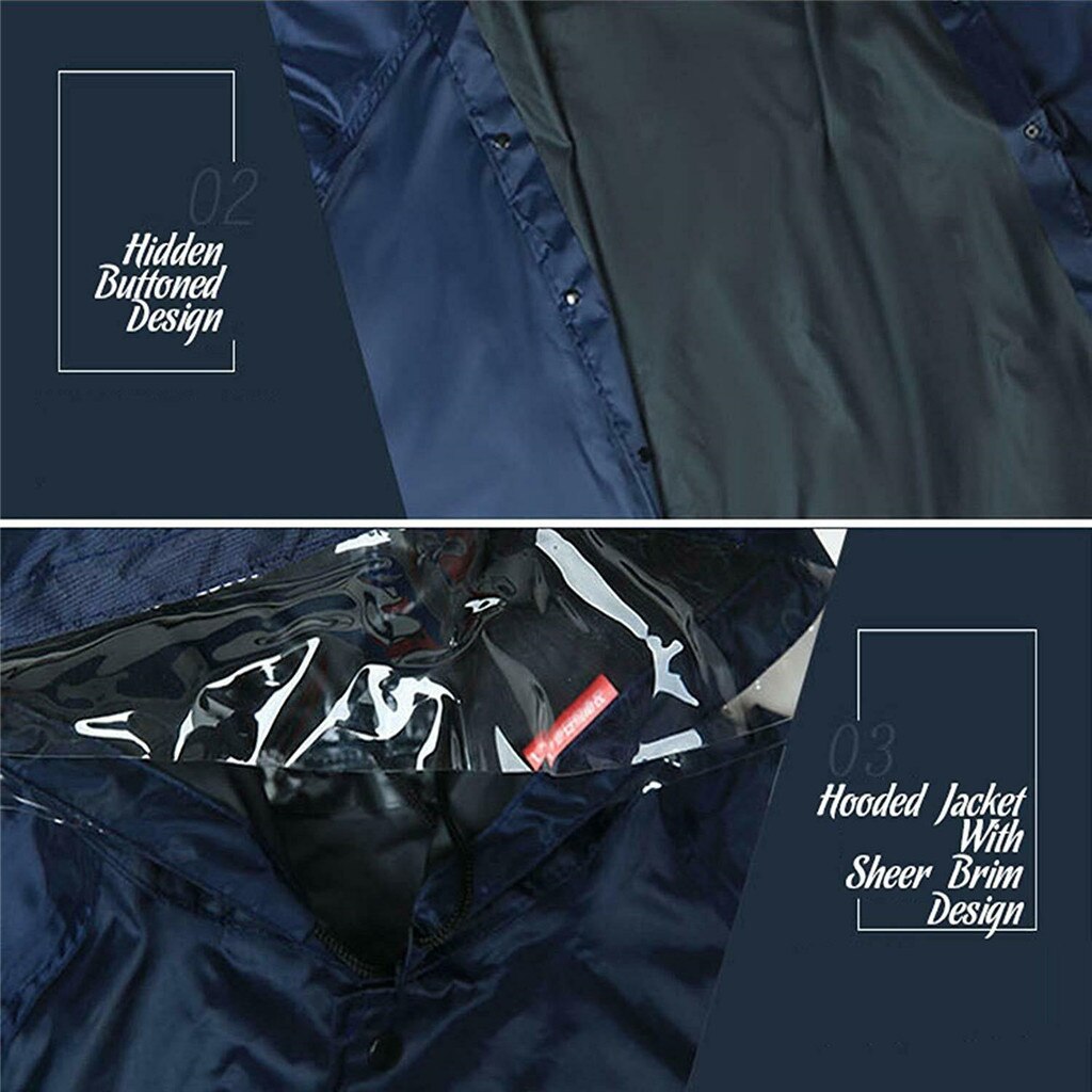 Men's Waterproof Raincoat Lightweight Casual Hooded Rain Coat Long Jacket Coat Rainproof Windproof Outdoor Poncho For Jungle