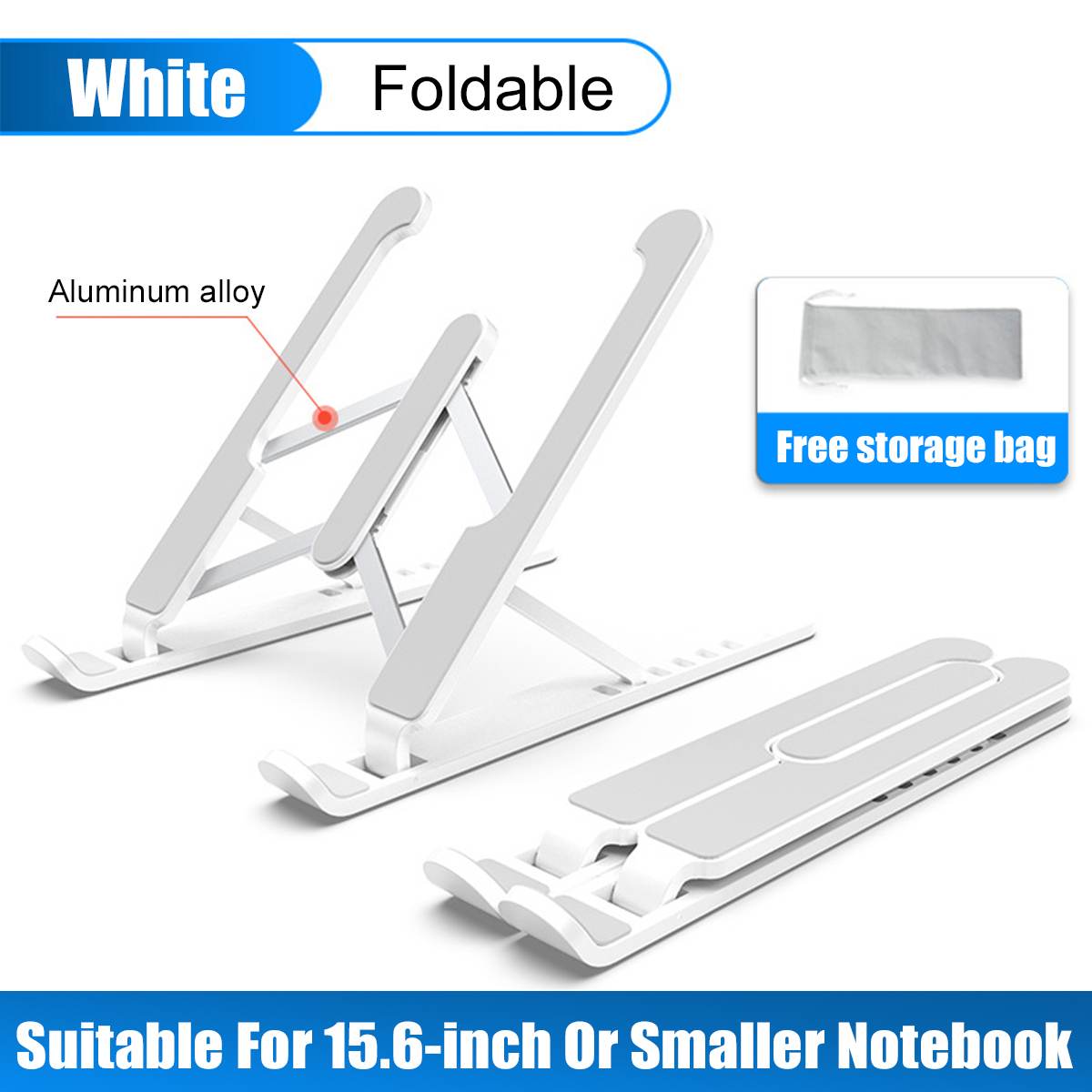 Portable Laptop Stand Foldable Support Base Notebook Stand Holder For Macbook Pro Air HP Lapdesk Computer Cooling Bracket Riser: White