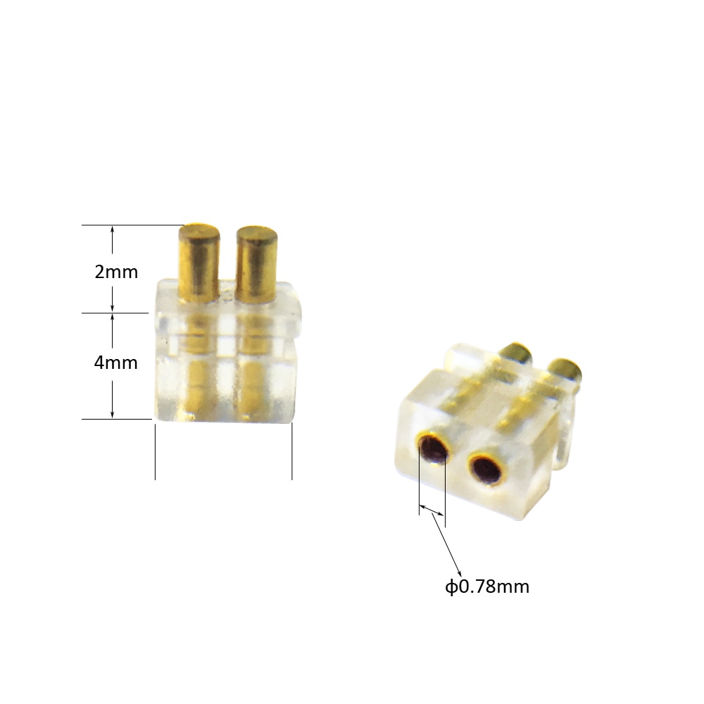 Conector de auriculares IEM hembra para Monitor de oído, conector de Cable con clavijas de 0,78mm, 2 uds.