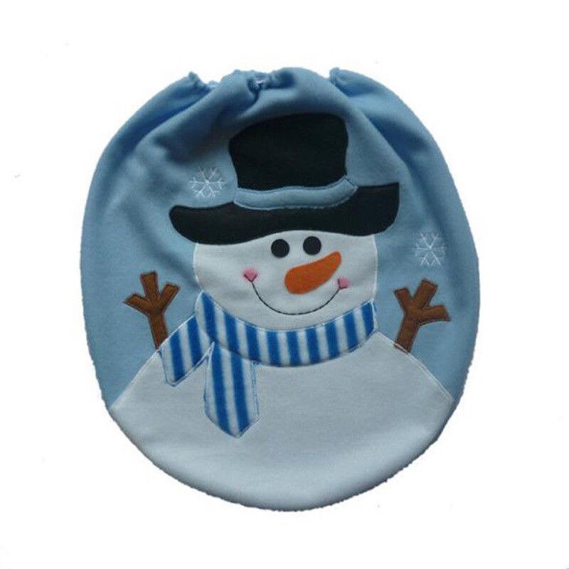 , felpudo navideño, asiento de inodoro de muñeco de nieve, alfombra, juego de baño, decoración navideña para el baño, Feliz Año