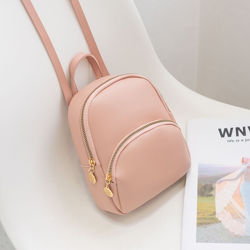 Bolsa de ombro de couro feminino para meninas adolescentes crianças multi-função pequeno bagpack feminino senhoras mochila escolar