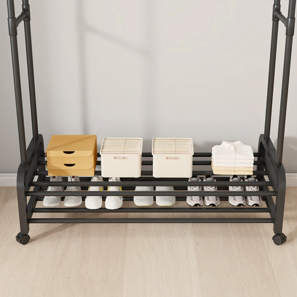 Porte-vêtements grand cintre Simple multicouche support de séchage au sol support de séchage ménage mobile intérieur roulant cintre