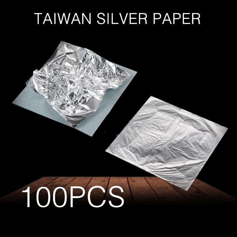 Silver Gilding Craft Paper 8.5 * 8 Cm Wall Decor Ceiling Imitation Silver Foil Paper Universal 100 Sheets Frame Roman Column