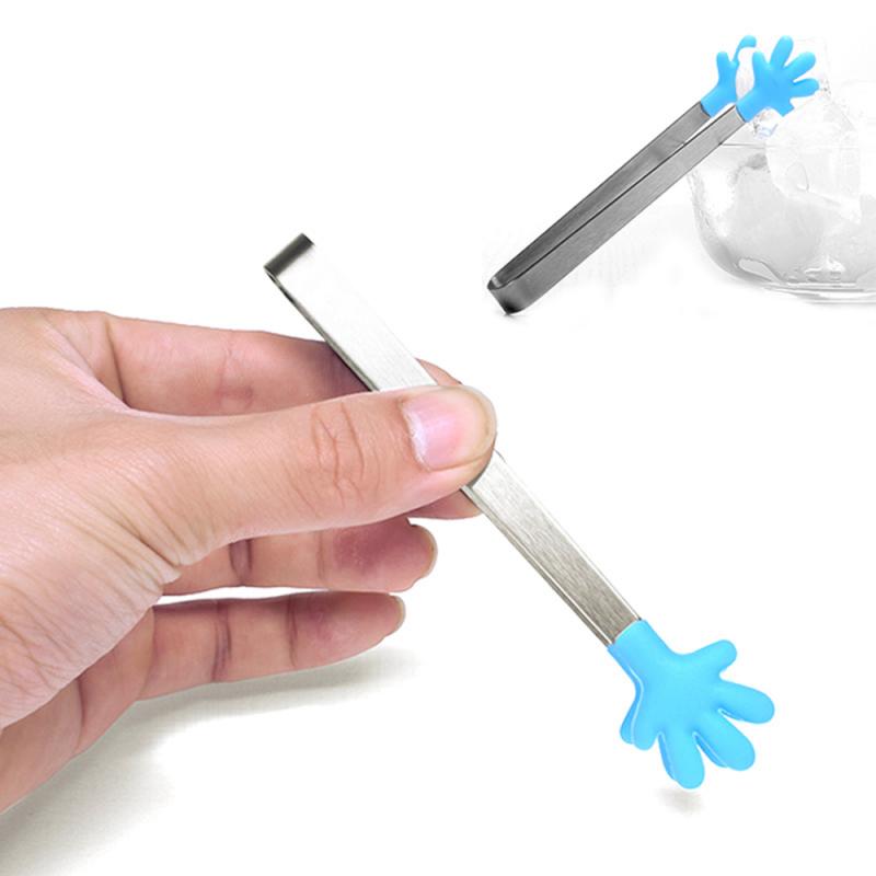 Pinza de silicona de acero inoxidable para comida, Mini carpeta manual, utensilios de cocina de acero, pinza de alimento para cocina, pinza de mano para barbacoa, ensalada