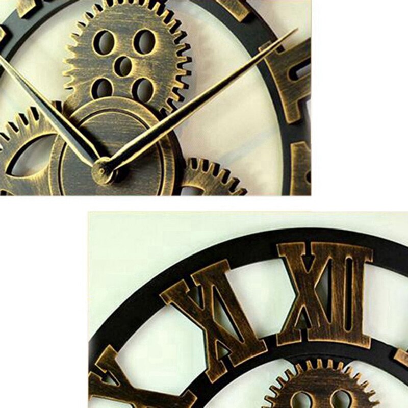 Reloj de pared grande de madera Vintage engranaje reloj estilo de EUA Pared de salón reloj decoración de moderno para el hogar Relojes en la pared