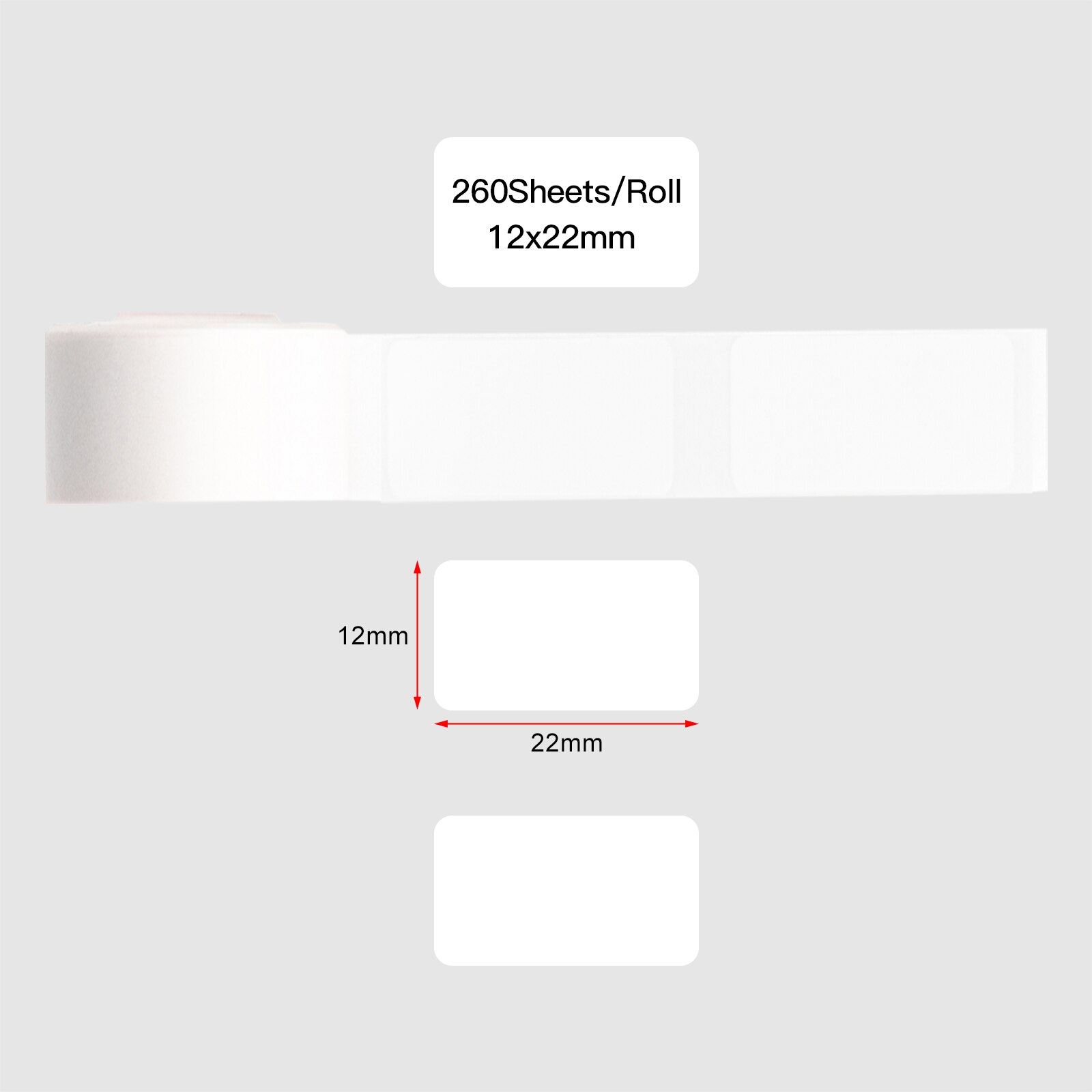 10 Rolls White Blank Label Paper Self-Adhesive Thermal Paper Roll 12*22mm 260sheets/roll Compatible with D30 Thermal Printer