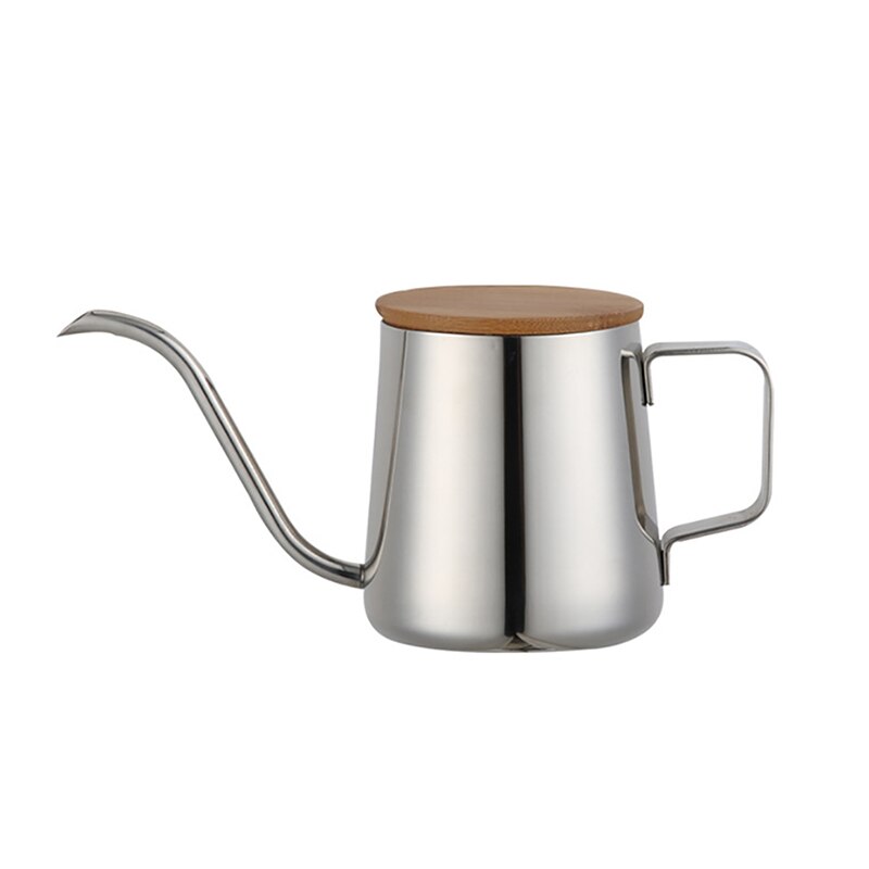Gunot 350 Mlmaker Koffie Pot Roestvrijstalen Ketel Pot Zwanenhals Theepot Waterkoker Inductie Fornuis Koffiezetapparaat Met Deksel Koffie Pot: Sliver