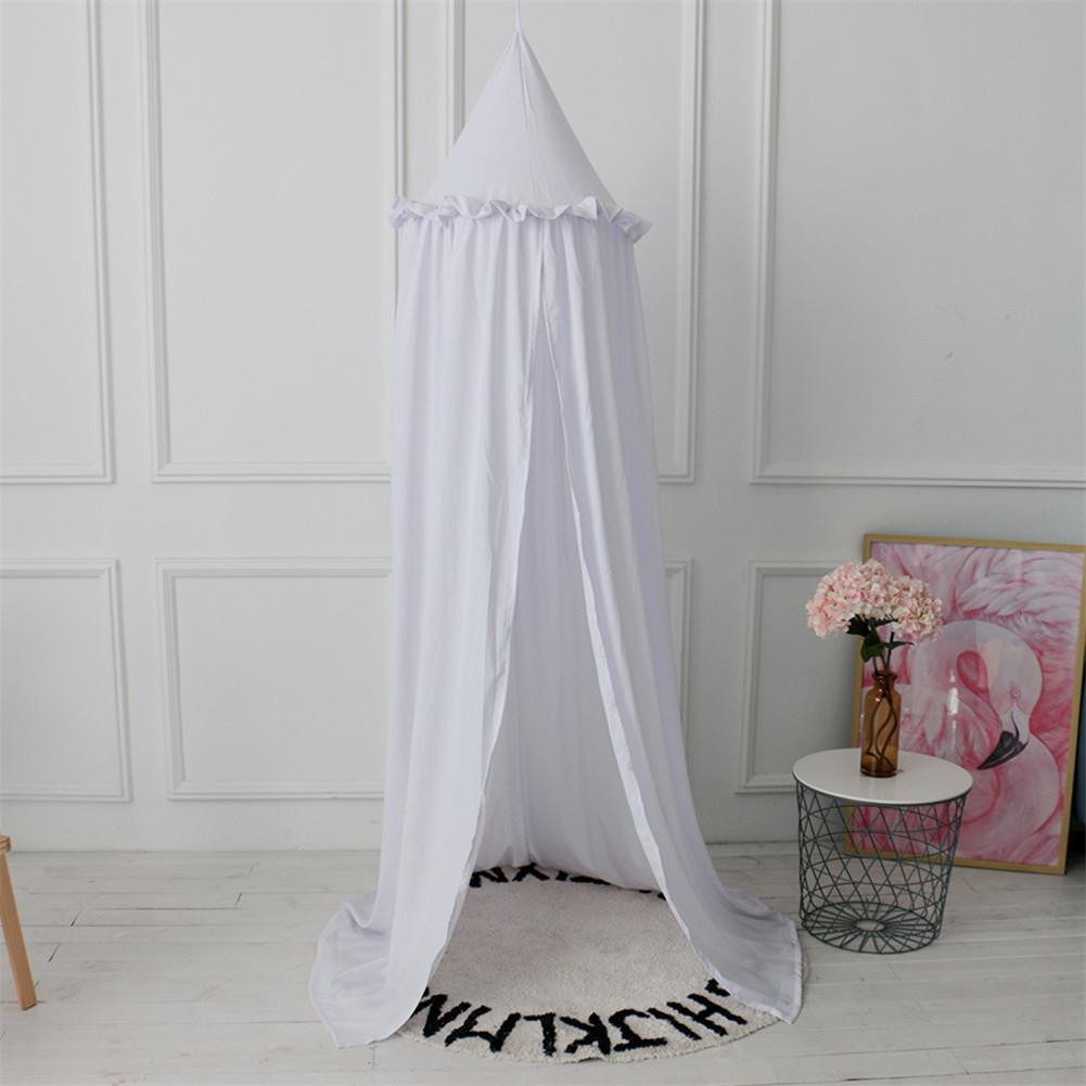 Baby Volant Bettdecke Moskito Krippe Netting Vorhang Bettwäsche Runde Dome Zelt Baumwolle: white