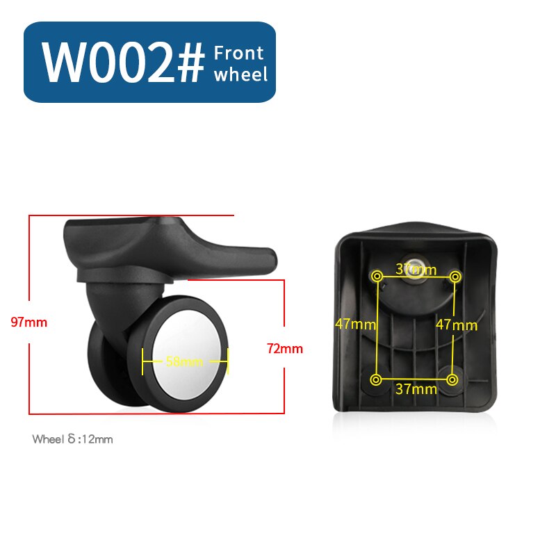 Voor- en achterwielen trolley universele wielkast bagage koffer wieltjes stoffen doos vervangende accessoires wielen: W002(2 wielen)voor